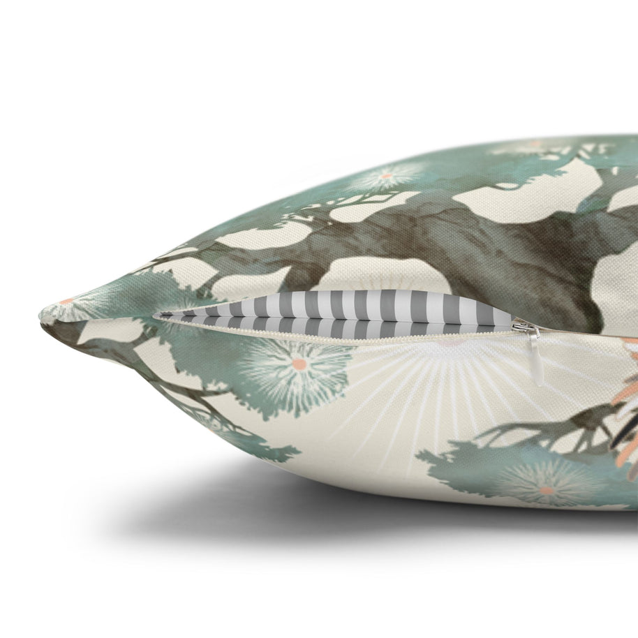 Cream Crane and Bonsai - Decorative Pillow Cover