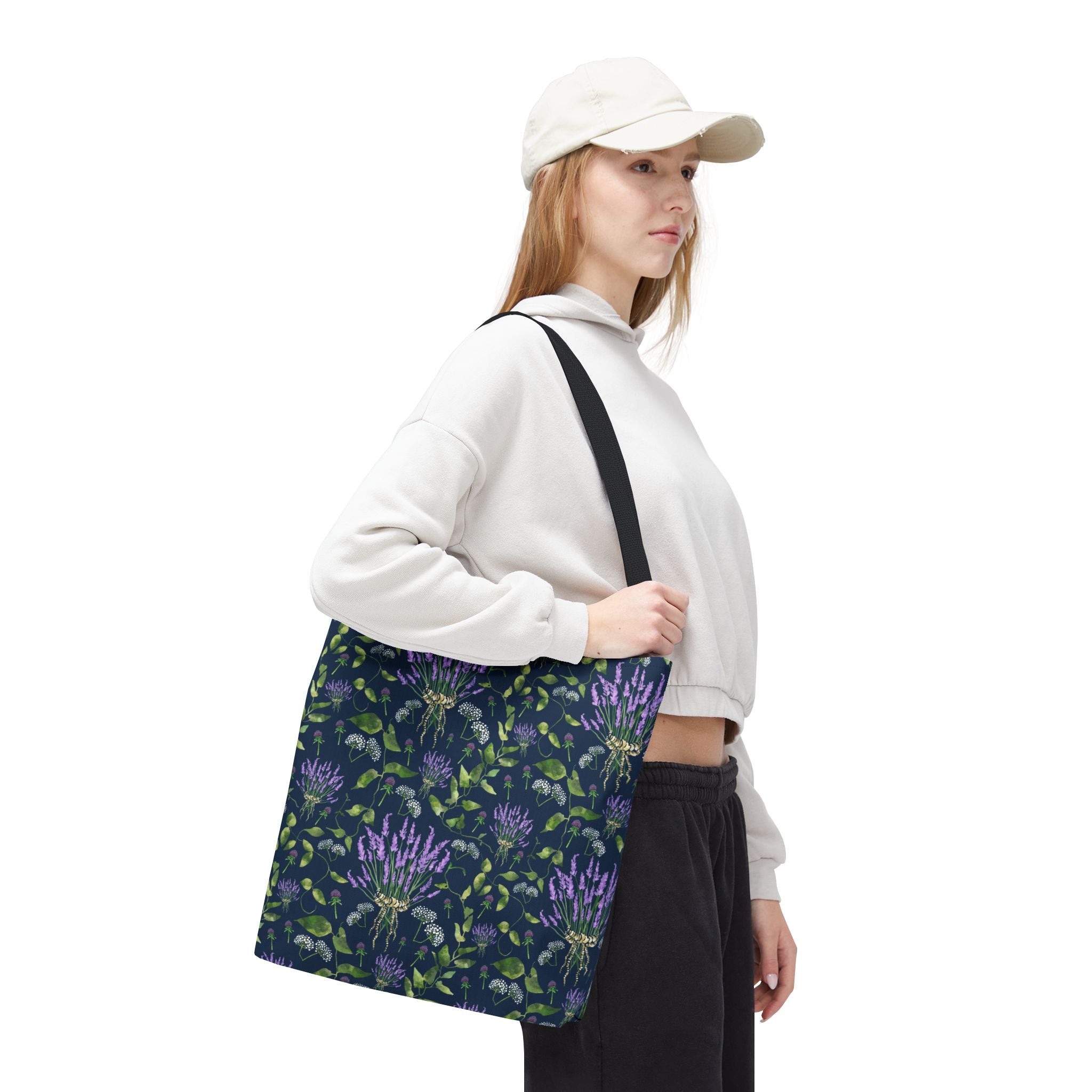 Wildflower Bouquet with Navy - Tote Bag
