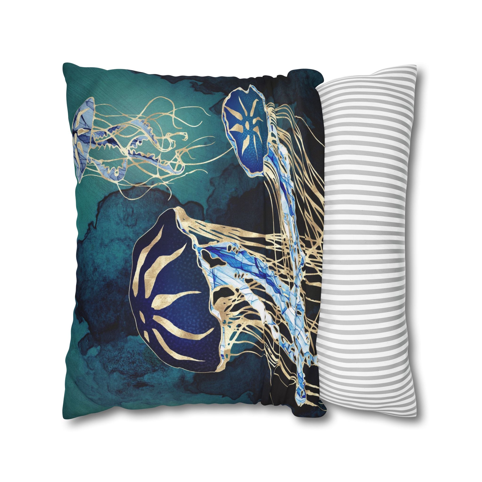 Metallic Jellyfish III - Decorative Pillow Cover