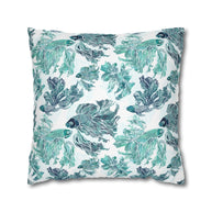 Betta Fish Pattern-Blue Teal and Green - Decorative Pillow Cover