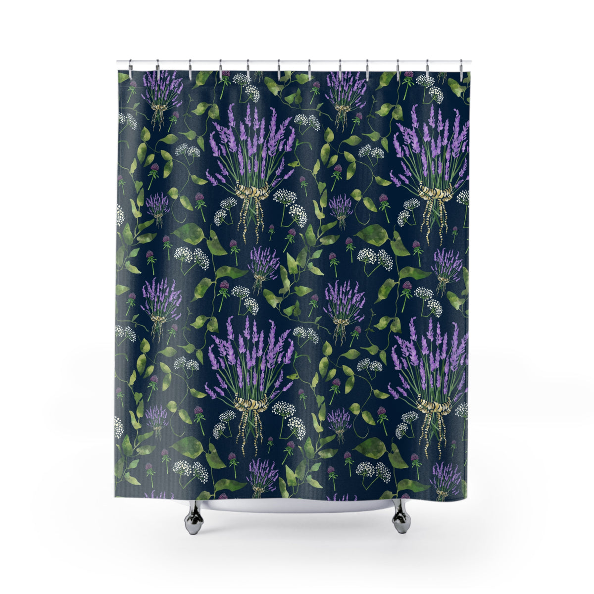 Wildflower Bouquet with Navy - Shower Curtain