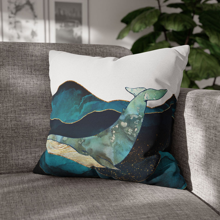 Modern Blue Whale - Decorative Pillow Cover