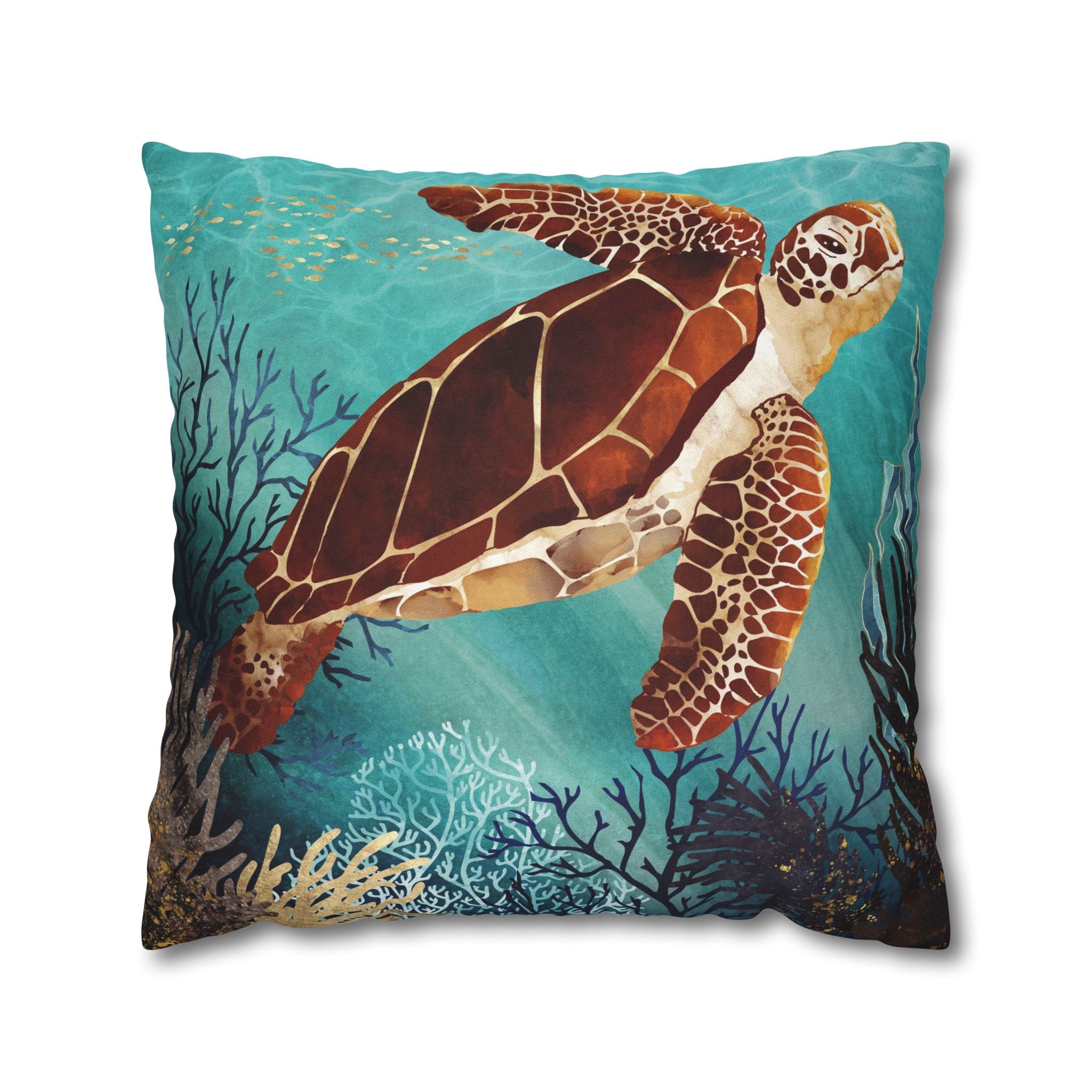 Metallic Sea Turtle - Decorative Pillow Cover