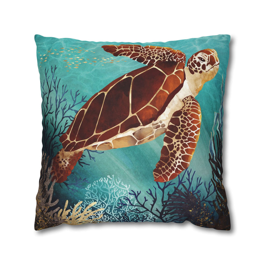 Metallic Sea Turtle - Decorative Pillow Cover