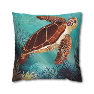 Metallic Sea Turtle - Decorative Pillow Cover