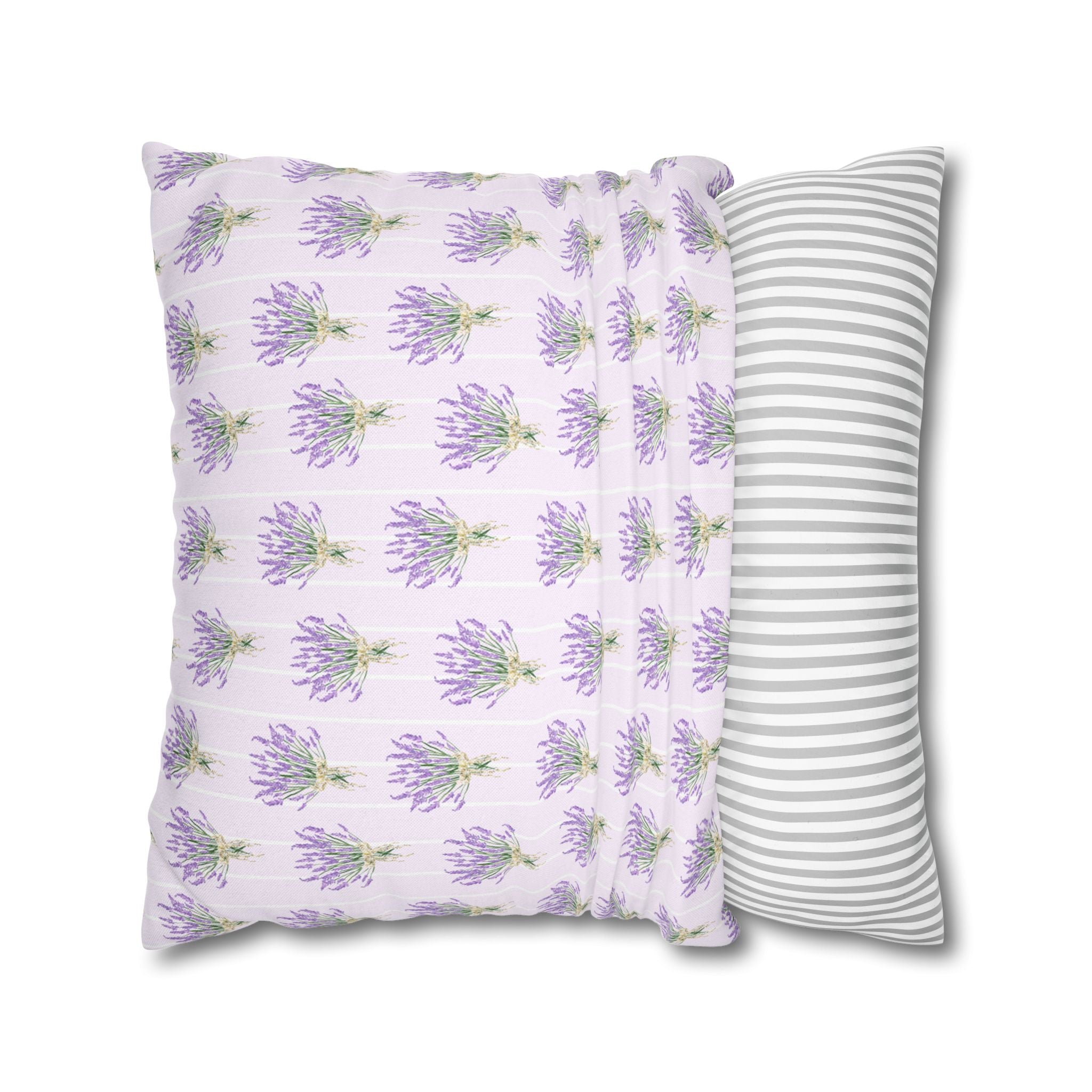 Lavender Bouquet with White Stripes - Decorative Pillow Cover