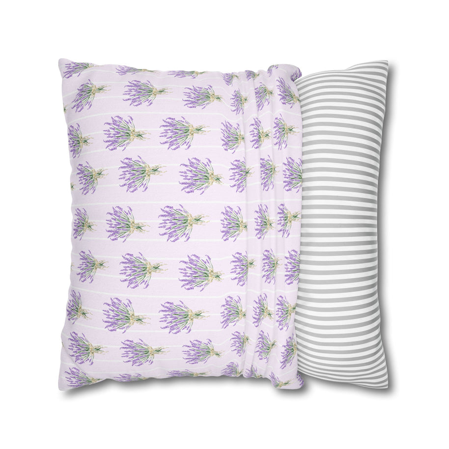 Lavender Bouquet with White Stripes - Decorative Pillow Cover