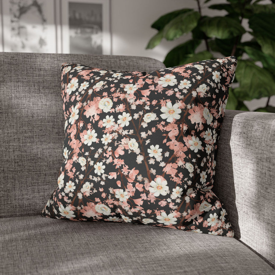 Botanical Blossoms with Charcoal - Decorative Pillow Cover