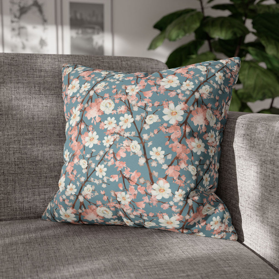 Botanical Blossoms with Blue - Decorative Pillow Cover