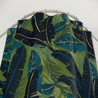 Botanical Navy Teal and Green Tropical Motif - Shower Curtain