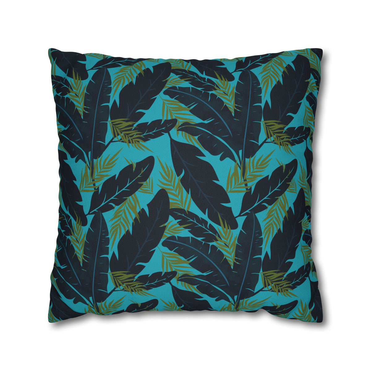 Botanical Navy Blue and Green Tropical Motif - Decorative Pillow Cover
