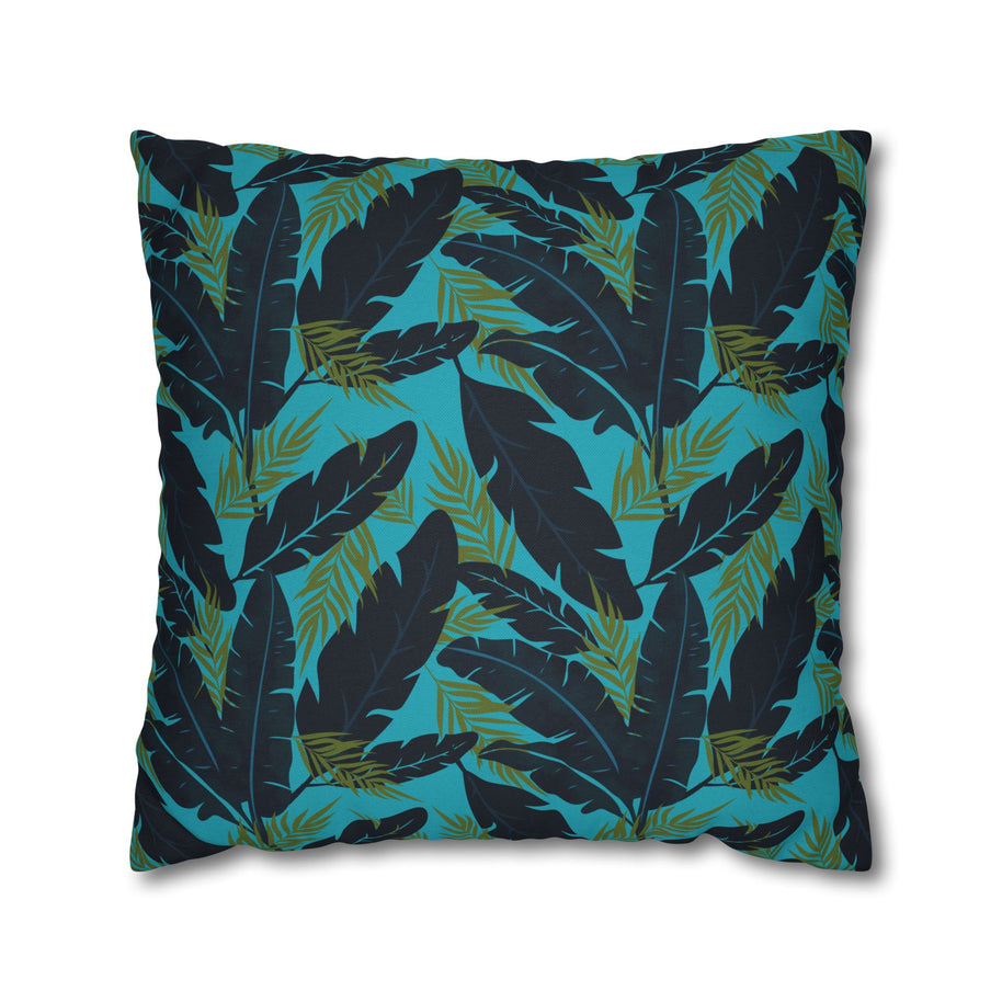 Botanical Navy Blue and Green Tropical Motif - Decorative Pillow Cover