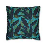 Botanical Navy Blue and Green Tropical Motif - Decorative Pillow Cover