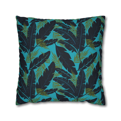 Botanical Navy Blue and Green Tropical Motif - Decorative Pillow Cover