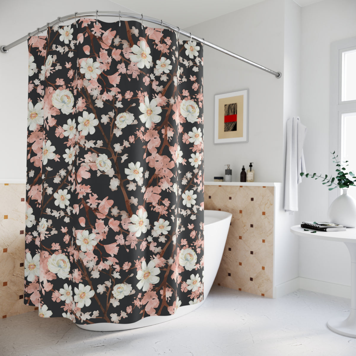 Botanical Blossoms with Charcoal - Shower Curtain