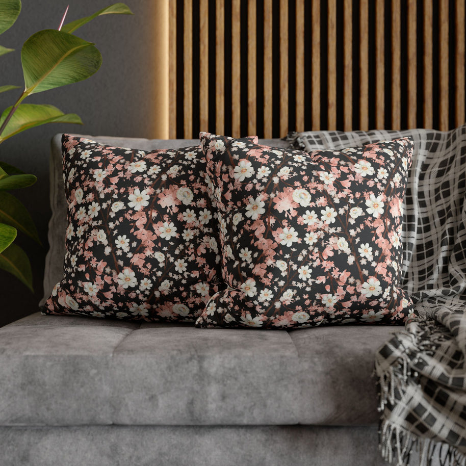 Botanical Blossoms with Charcoal - Decorative Pillow Cover