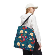 Vibrant Floral with Blue - Tote Bag