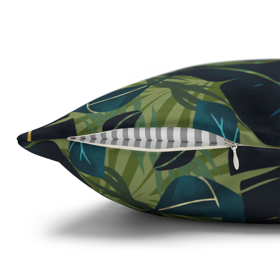 Botanical Navy Teal and Green Tropical Motif - Decorative Pillow Cover