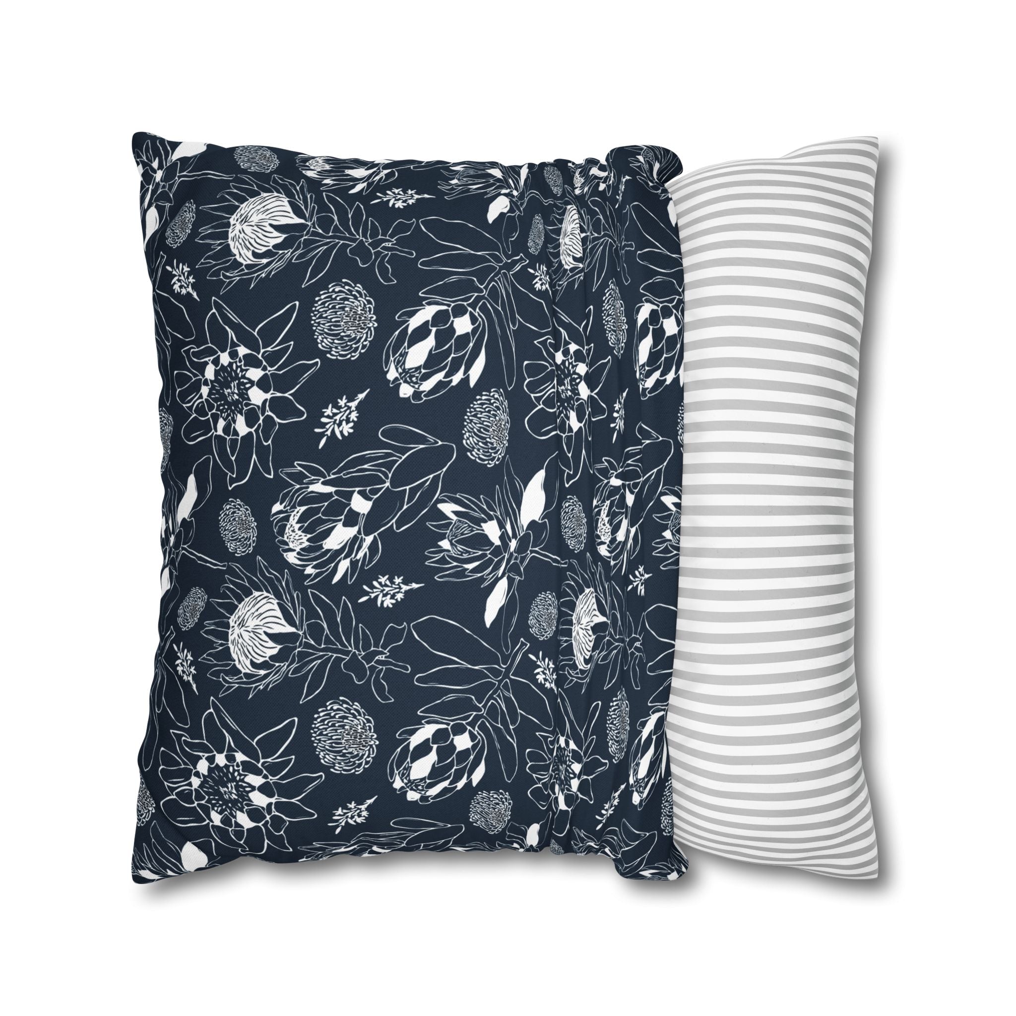 Protea Navy and White - Decorative Pillow Cover