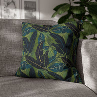 Botanical Navy Teal and Green Tropical Motif - Decorative Pillow Cover