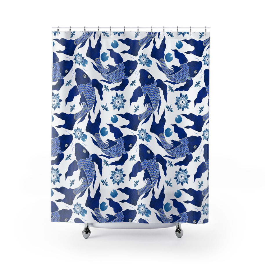 Koi Navy and White - Shower Curtain