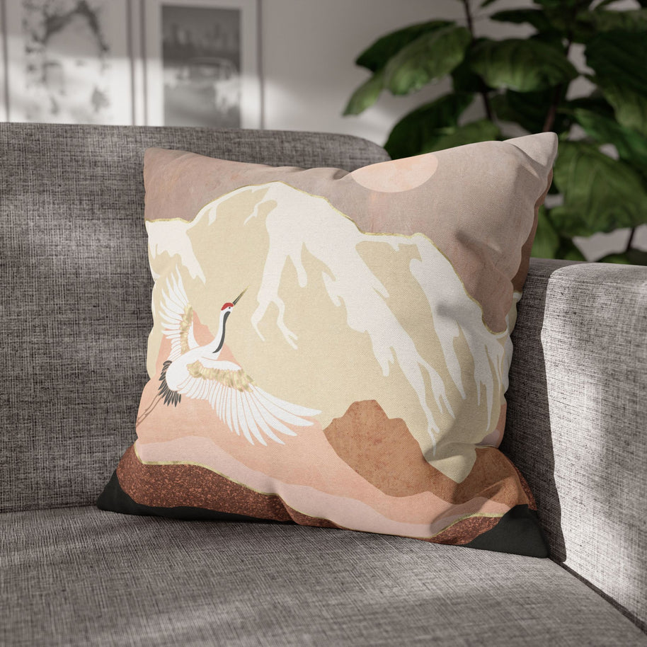 Sugar Mountain Crane - Decorative Pillow Cover