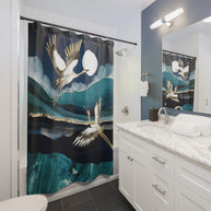 Midnight Cranes - Shower Curtain