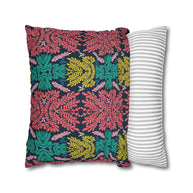 Pink Teal Blue and Mustard Botanical - Decorative Pillow Cover