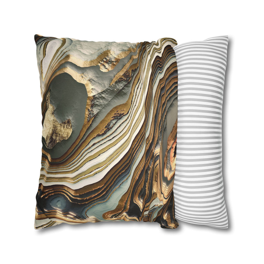 White Gold Agate Abstract  - Decorative Pillow Cover