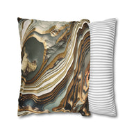 White Gold Agate Abstract  - Decorative Pillow Cover