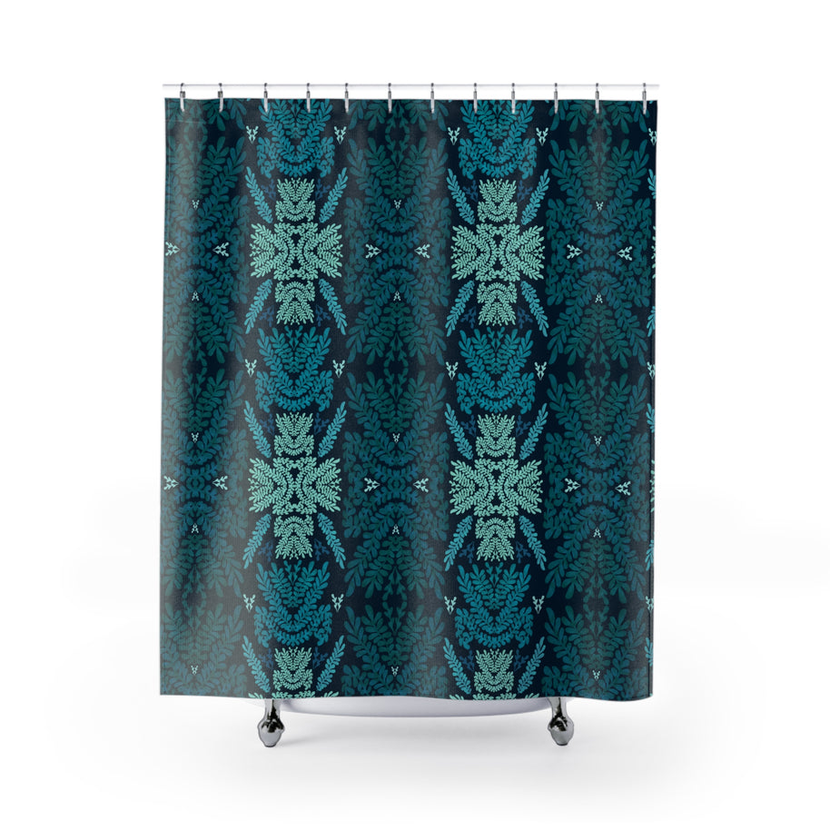 Blue and Teal Botanical - Shower Curtain