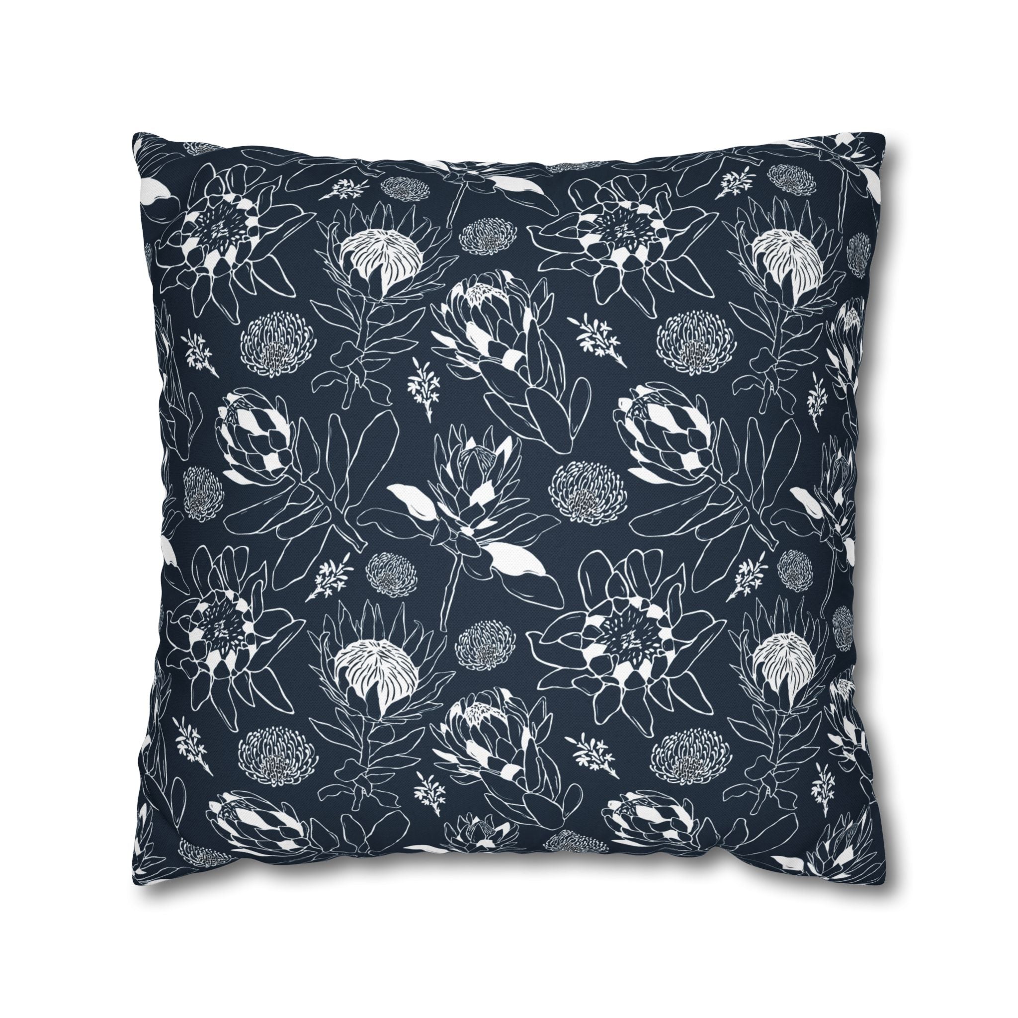 Protea Navy and White - Decorative Pillow Cover