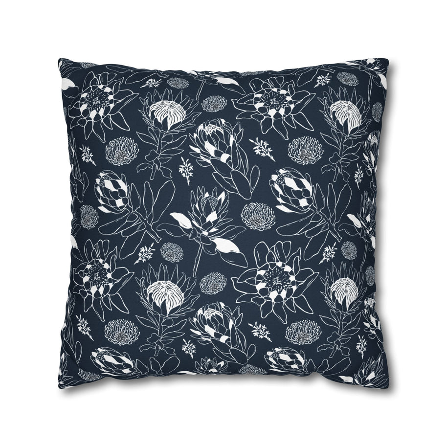 Protea Navy and White - Decorative Pillow Cover