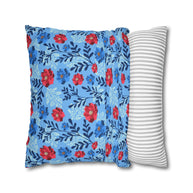 Botanical Floral Blue and Fuchsia - Decorative Pillow Cover
