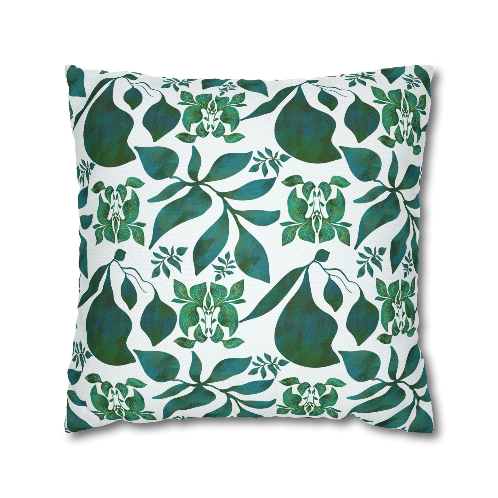 Organic Shapes Botanical Blue and Green - Decorative Pillow Cover