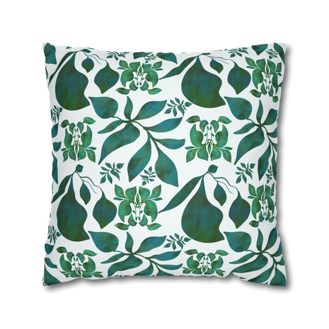 Organic Shapes Botanical Blue and Green - Decorative Pillow Cover