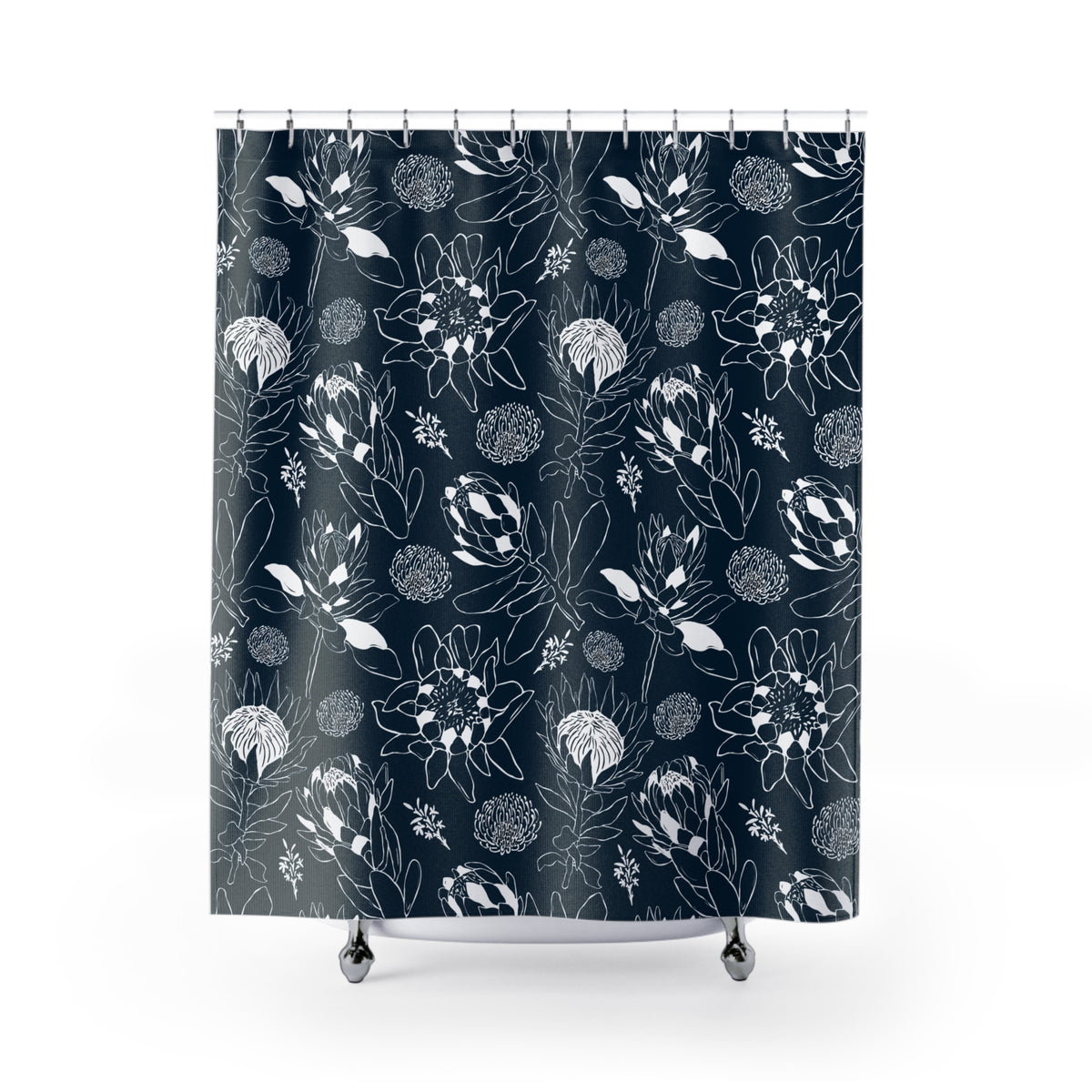 Protea Navy and White - Shower Curtain