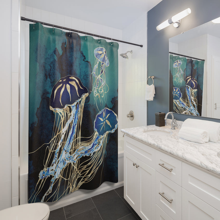 Metallic Jellyfish III - Shower Curtain
