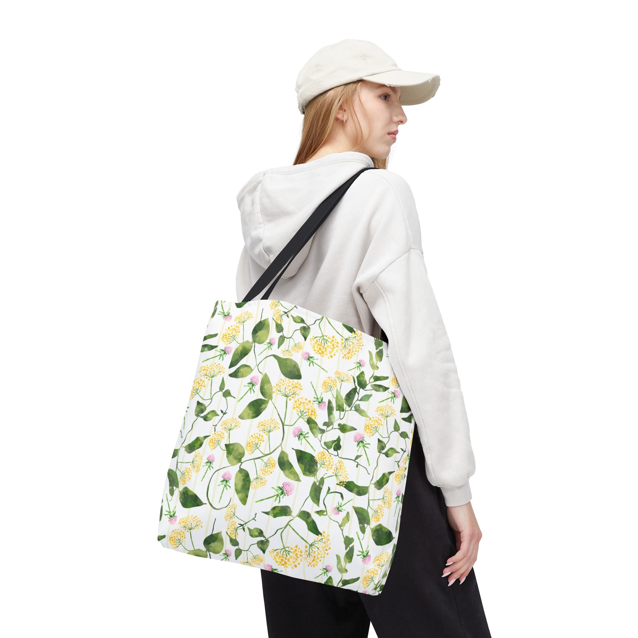 Wild Flowers with Subtle Stripes - Tote Bag