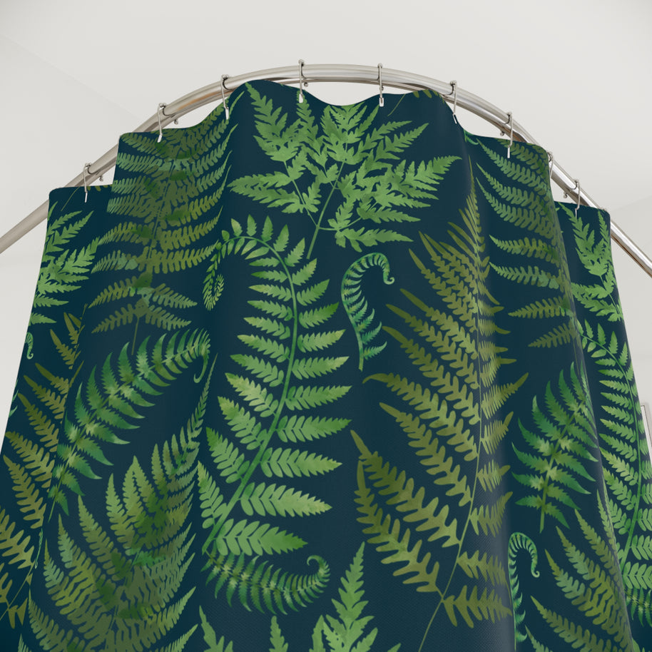 Ferns and Navy - Shower Curtain