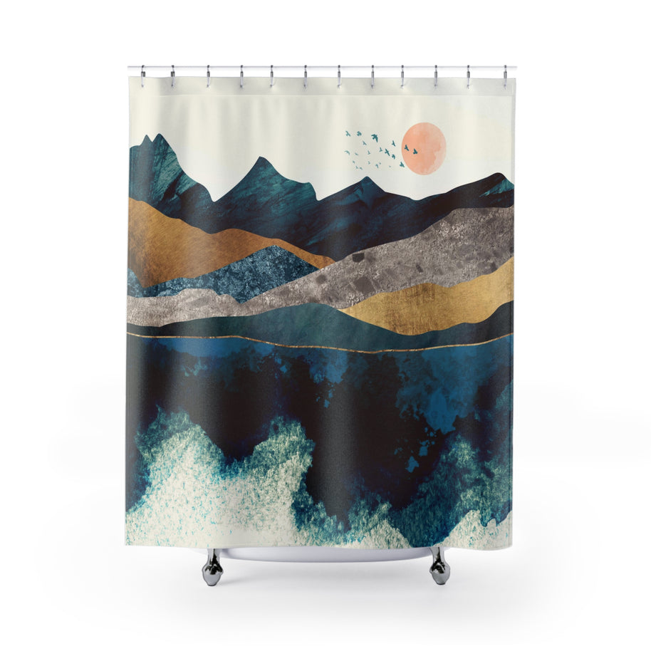 Blue Mountain Reflection - Shower Curtain