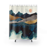 Blue Mountain Reflection - Shower Curtain