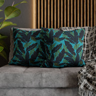Botanical Navy Blue and Green Tropical Motif - Decorative Pillow Cover