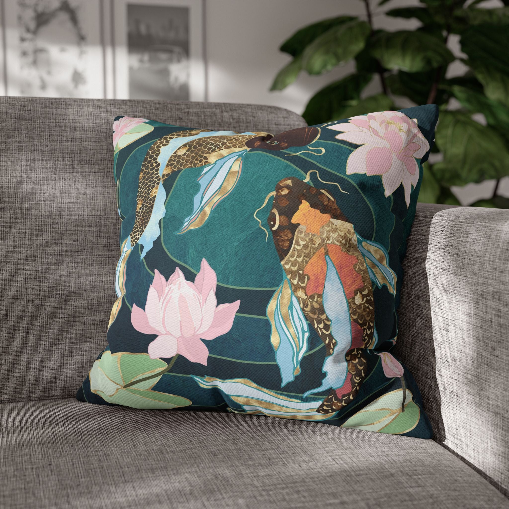Metallic Koi III  - Decorative Pillow Cover