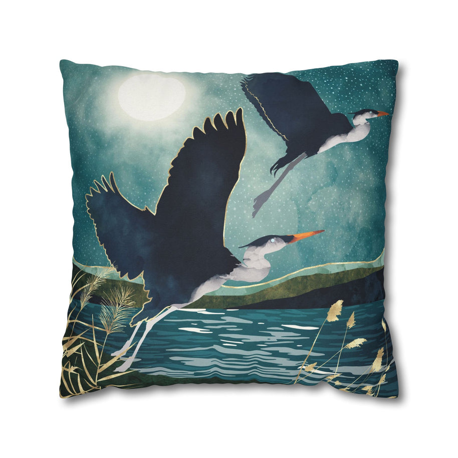 Evening Heron - Decorative Pillow Cover