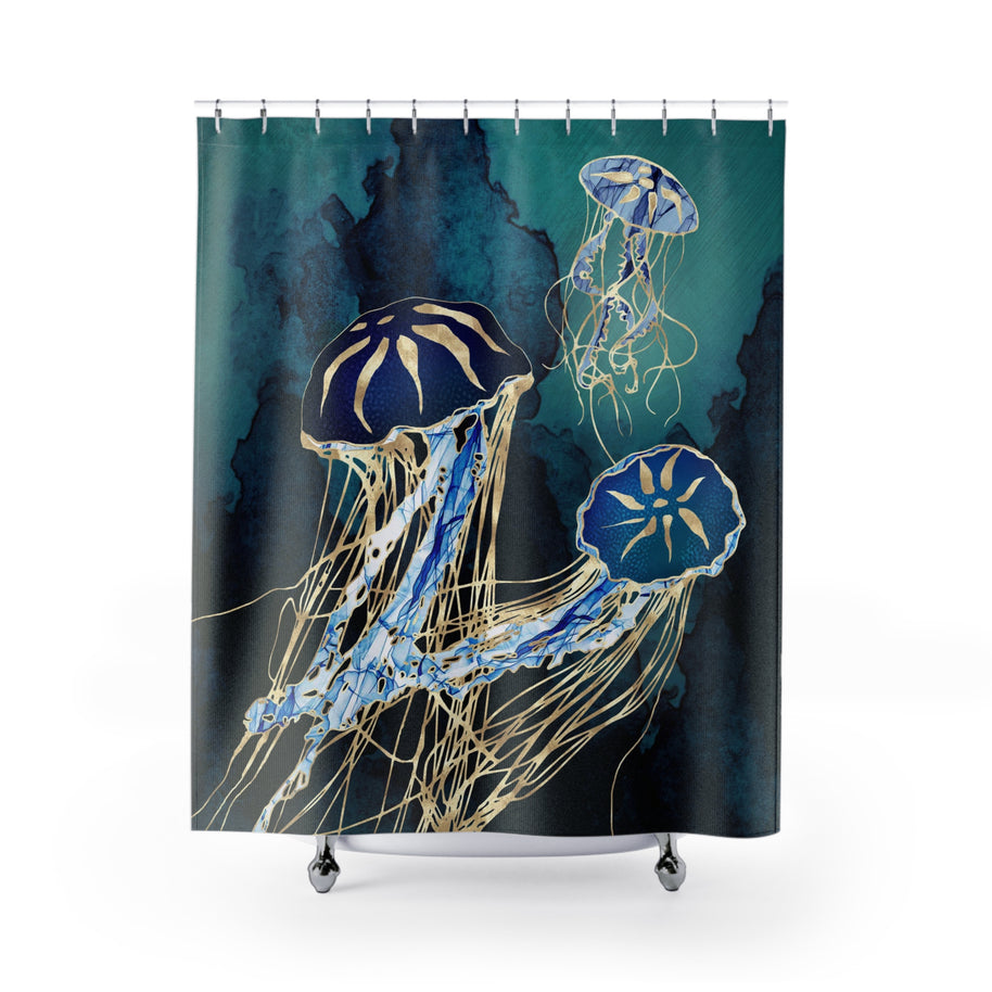 Metallic Jellyfish III - Shower Curtain
