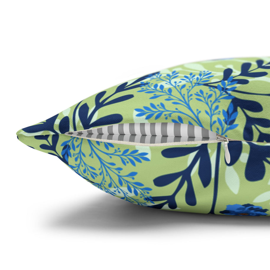Botanical Floral Blue and Green - Decorative Pillow Cover