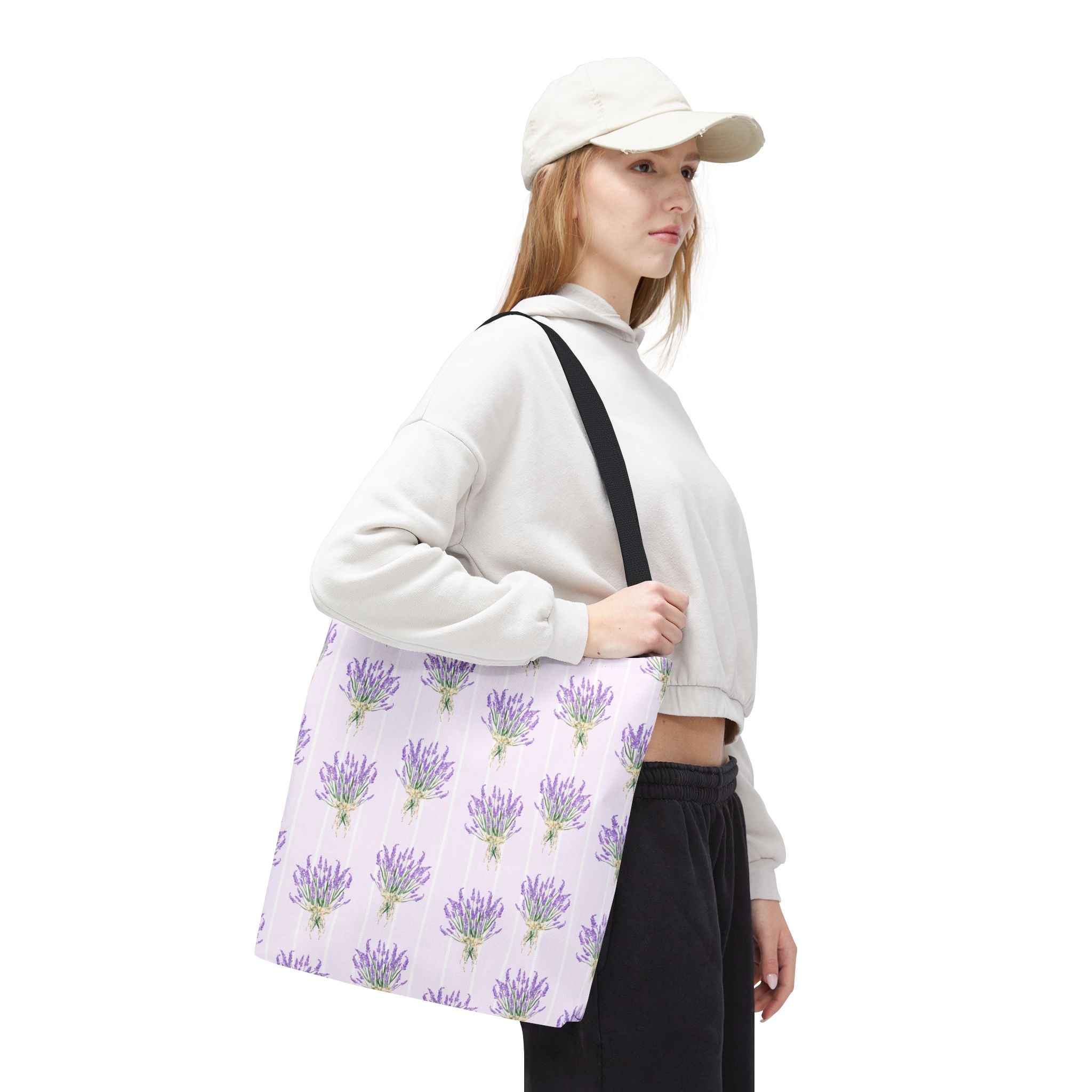 Lavender Bouquet with White Stripes - Tote Bag