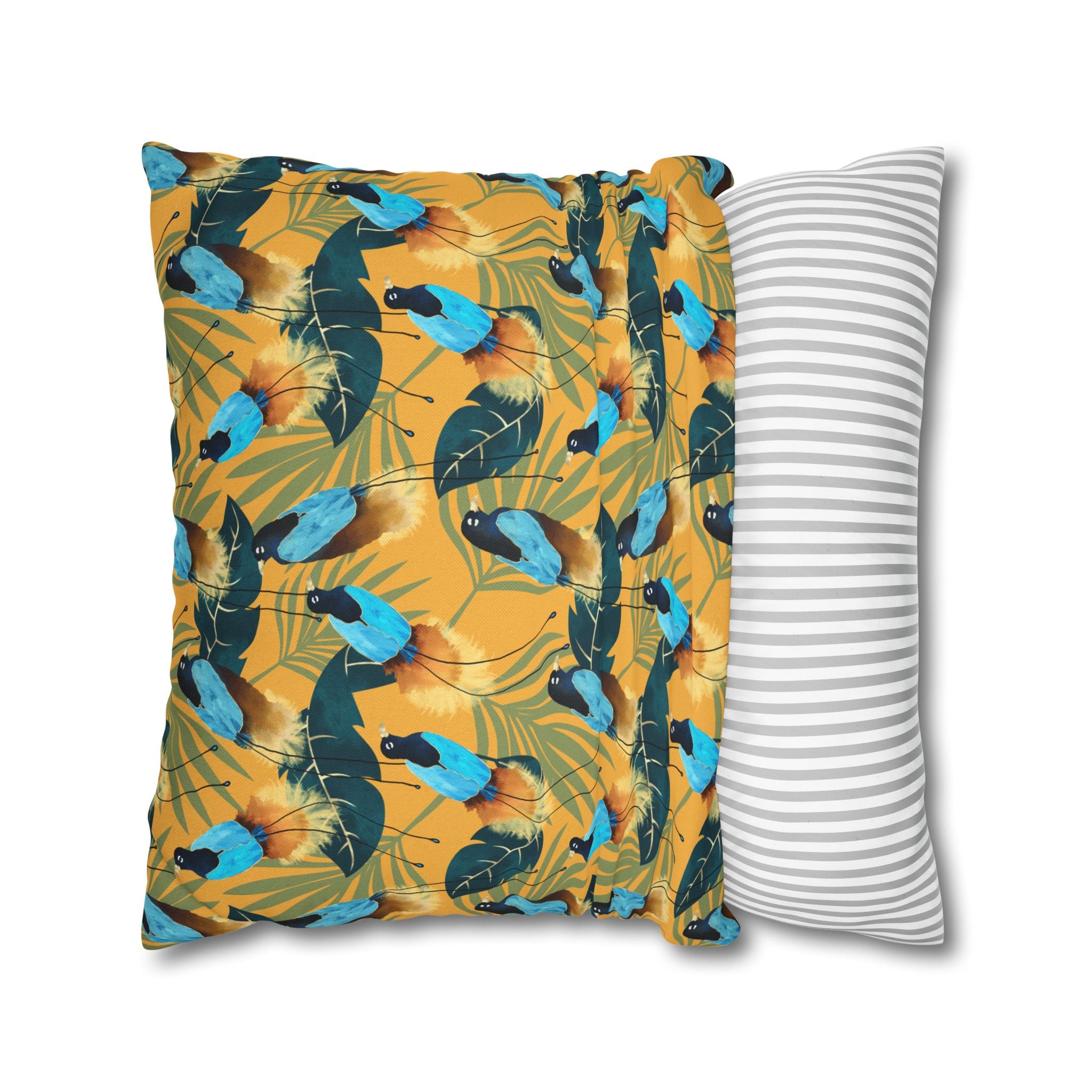 Birds of Paradise Botanical with Orange - Decorative Pillow Cover