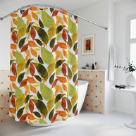 Autumn Leaves Botanical with White - Shower Curtain
